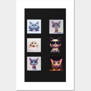 Funny and Cute Cat and Kitten Sticker Pack Posters and Art